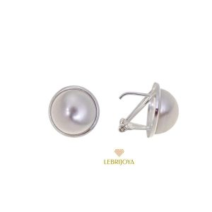 Pendientes Omega Perla 14mm Con Filo Plata