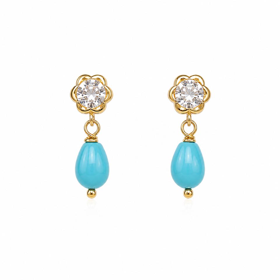 Pendientes Oro 18K Turquesa - Imagen 2