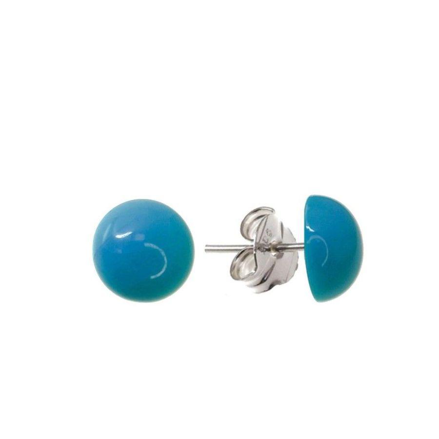 Pendientes Plata Media Perla 12mm Color Turquesa