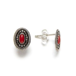Pendientes Plata Ovalado Coral