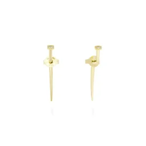 Pendientes Silk Plata Dorada y Circonitas
