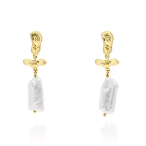 Pendientes TSURU Plata dorada y perlas