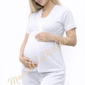 Pijama de Maternidad y Lactancia con Shorts Solé Plomo