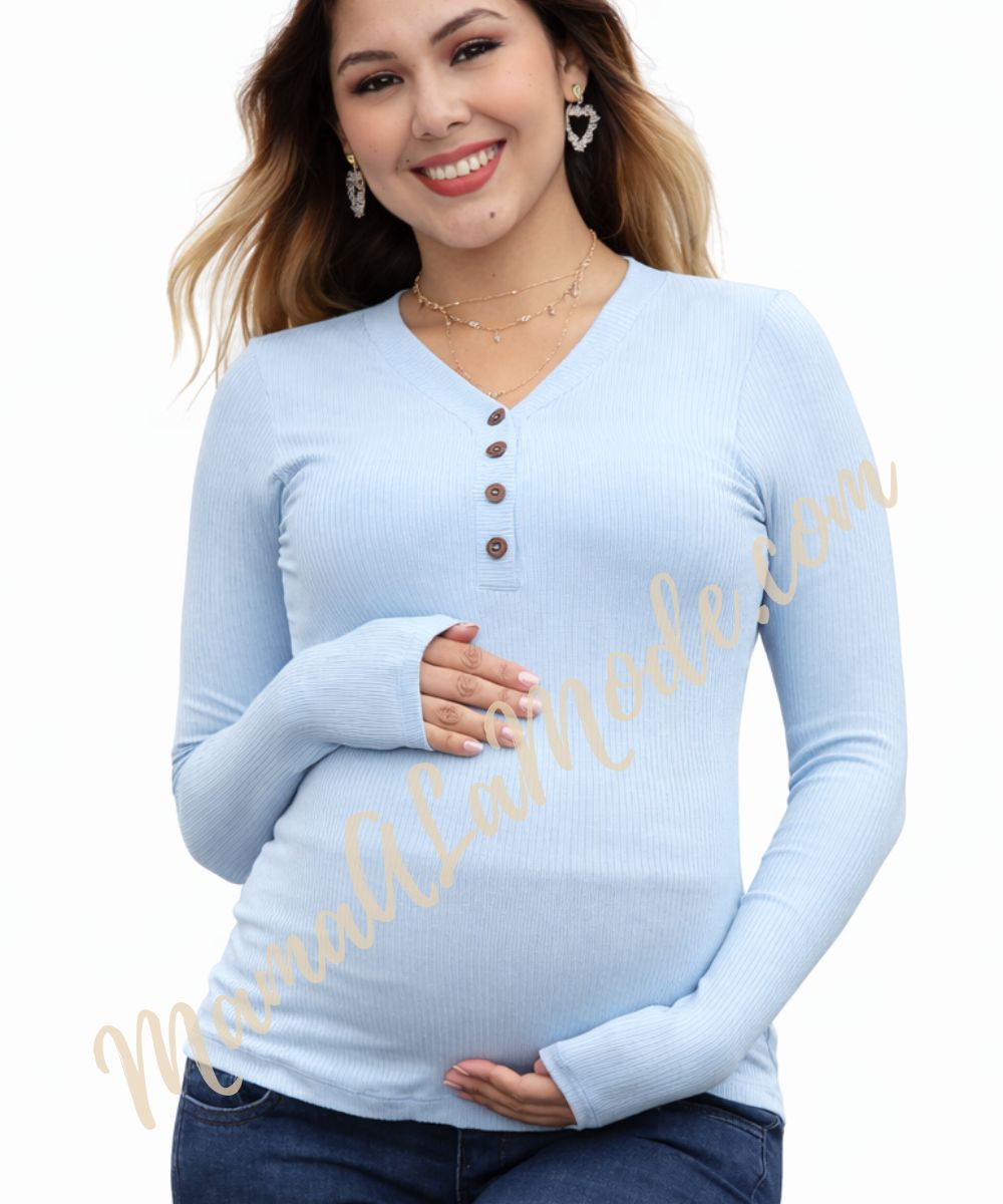 Polo Materno & Lactancia Rib Premium Tiny – Comodidad que te abriga y acompaña - Imagen 2
