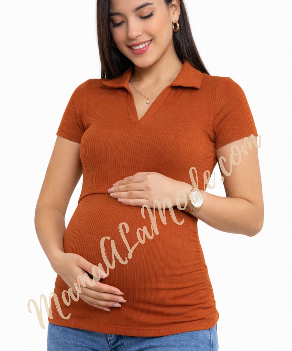 Polo Materno & Lactancia Rib Premium Yasmina – Comodidad, estilo y discreción en cada etapa - Imagen 2