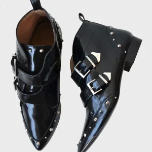 IRO Paris botines piel de charol tachuelas Talla 39 Nuevos