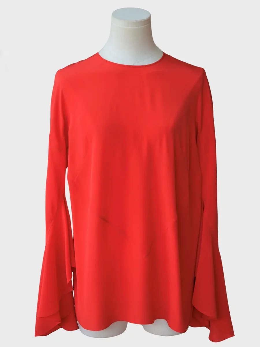 Givenchy blusa rojo vivo mangas acampanadas Talla FR36 (S)
