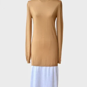 Loewe vestido color block camel plateado Talla S-M
