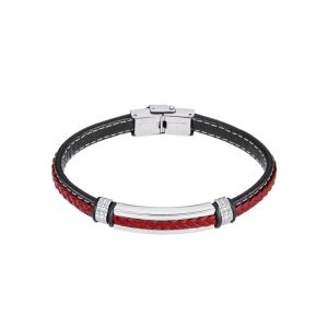 Pulsera Lotus Style Silent Impact Piel Roja