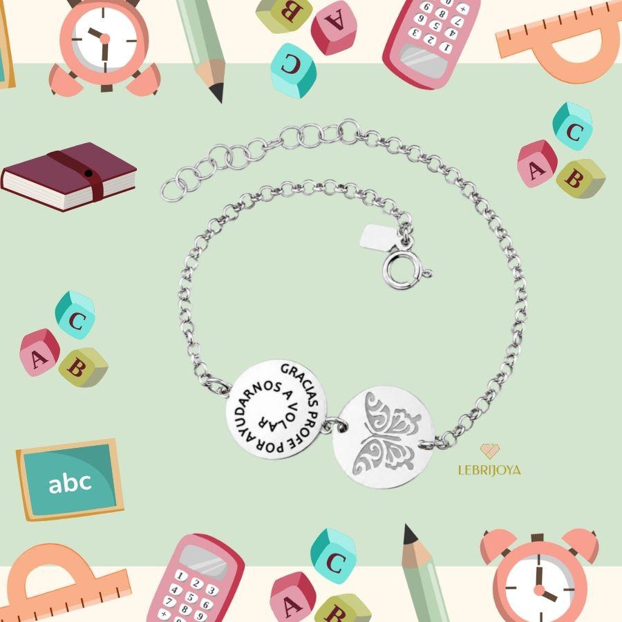 Pulsera Plata «gracias profe por ayudarnos a volar - Imagen 3
