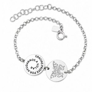 Pulsera Plata «gracias profe por ayudarnos a volar