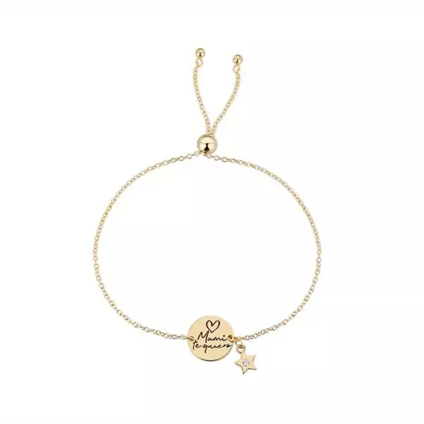 Pulsera de plata chapada cadena rolo disco Mami - Imagen 2