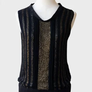 Raasta Vintage top sin mangas rayas negras/dorado Talla XS Nuevo