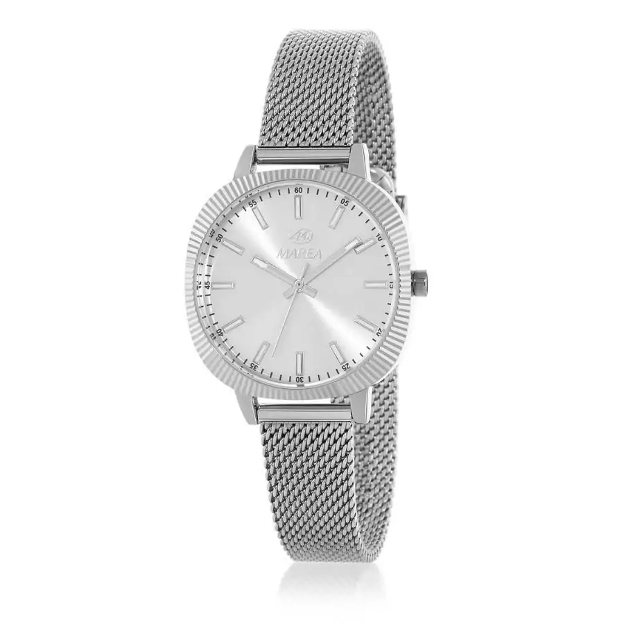 Reloj Marea Mujer Malla Esfera Rectangular Acero.