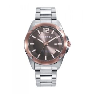 Pack reloj con pulsera caja bicolor acero e Ip rosa 10 atm y brazalete de acero con movimiento cuarzo