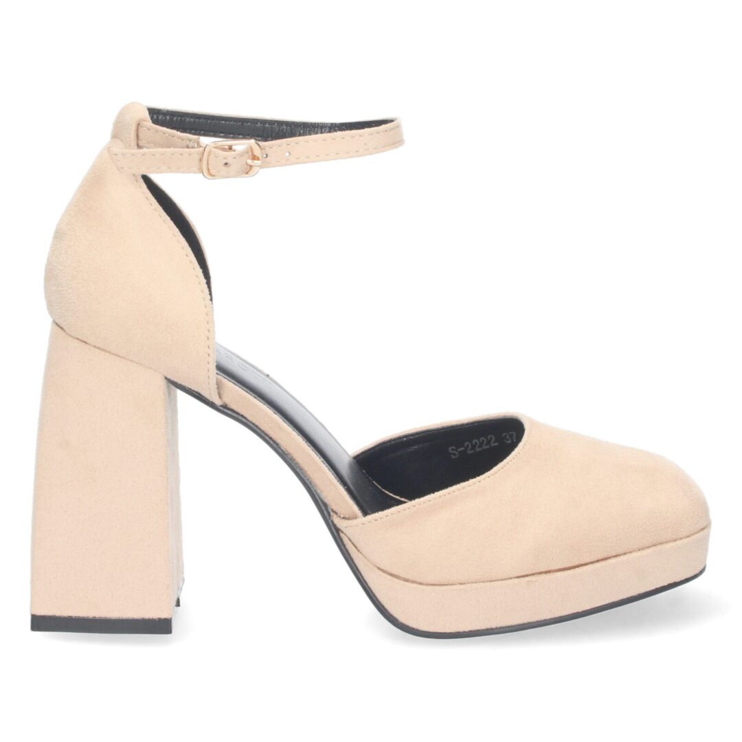 Zapato tobillero tacón alto beige - Imagen 3