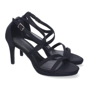 Sandalias Negras Tacón Fino Cruzadas