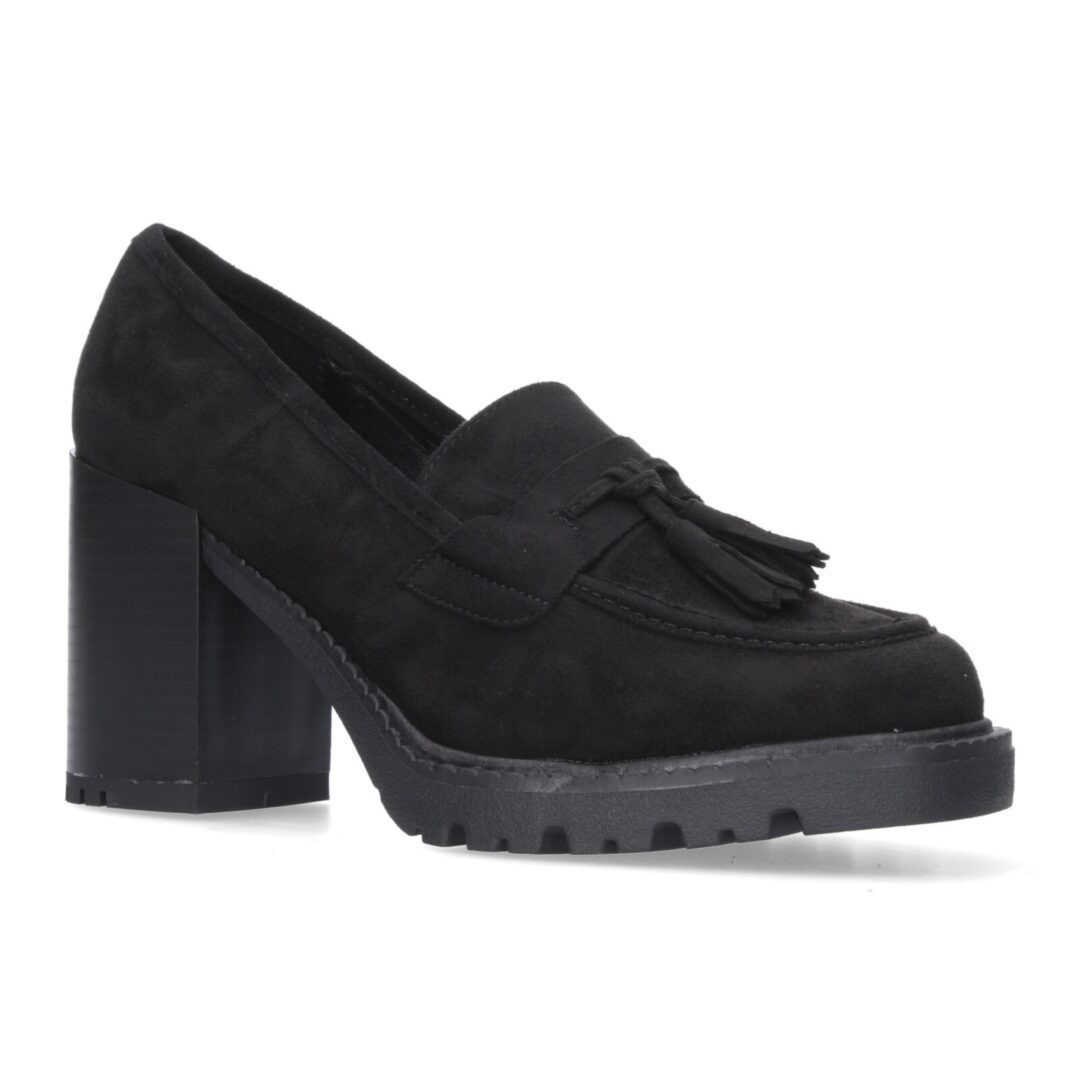 Mocasín tacón borlas negro - Imagen 4