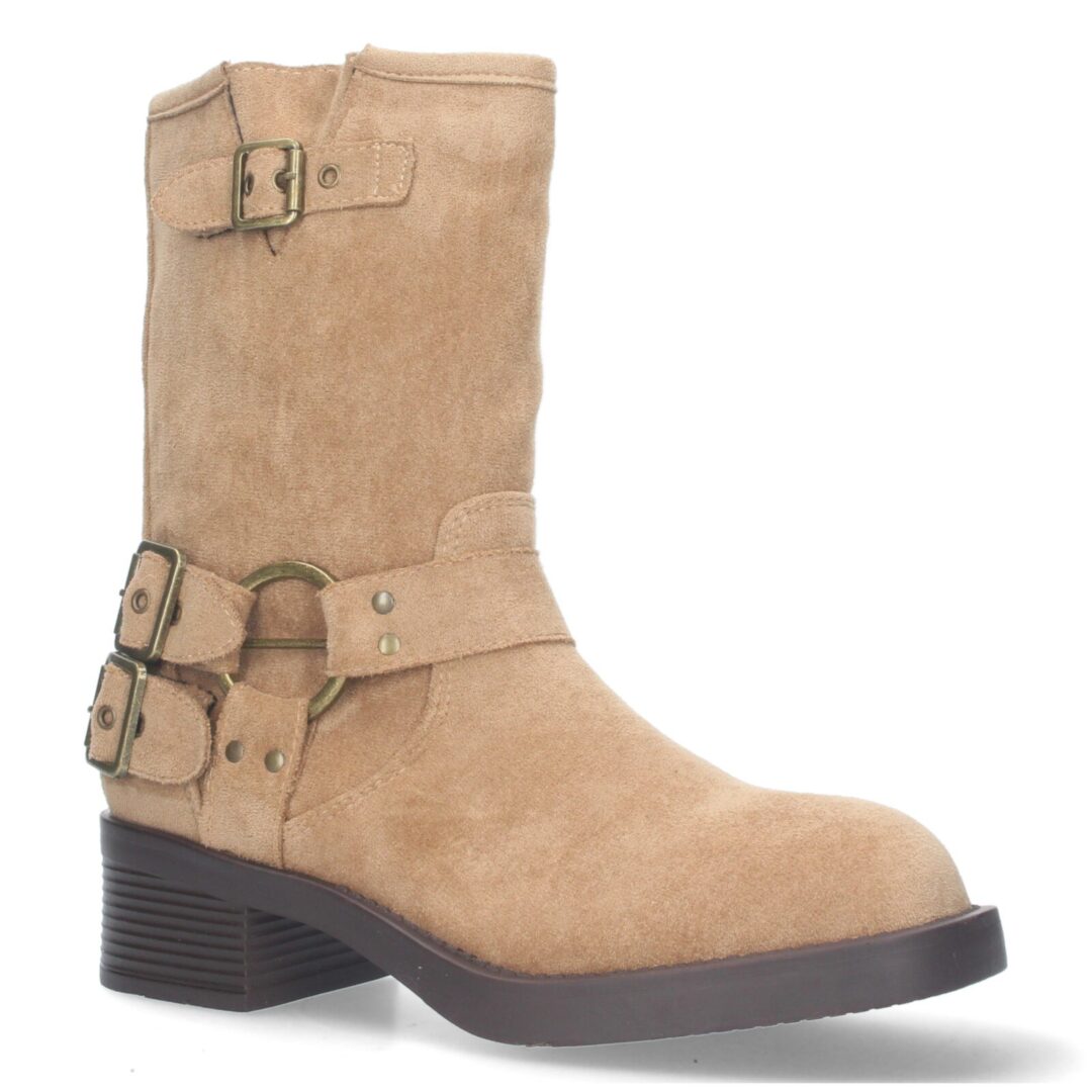 Bota media caña motera beige con hebillas - Imagen 4