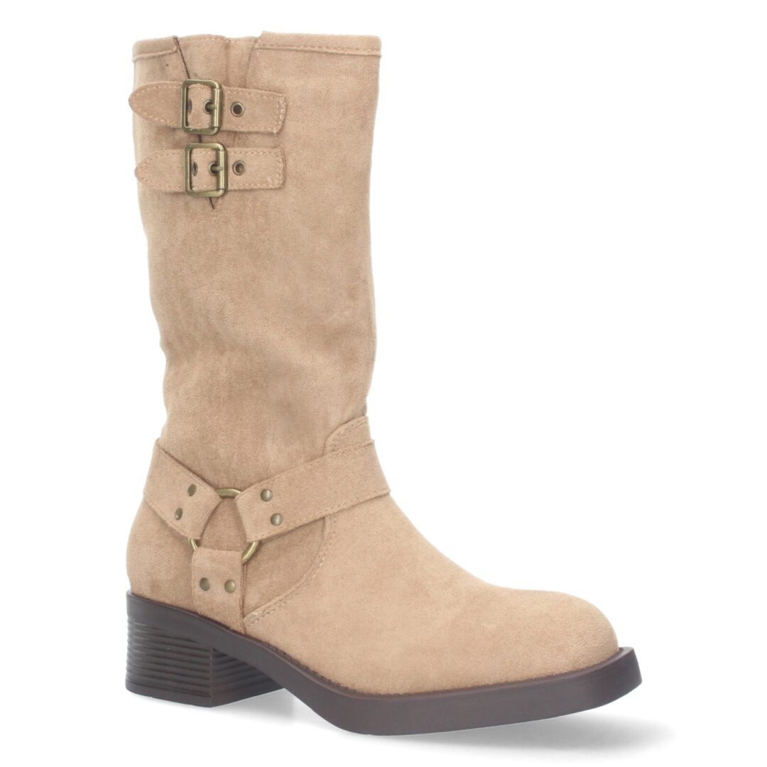 Bota alta motera beige con estribo - Imagen 4