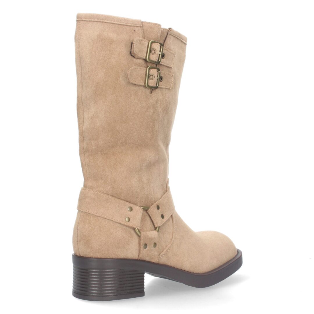 Bota alta motera beige con estribo - Imagen 5