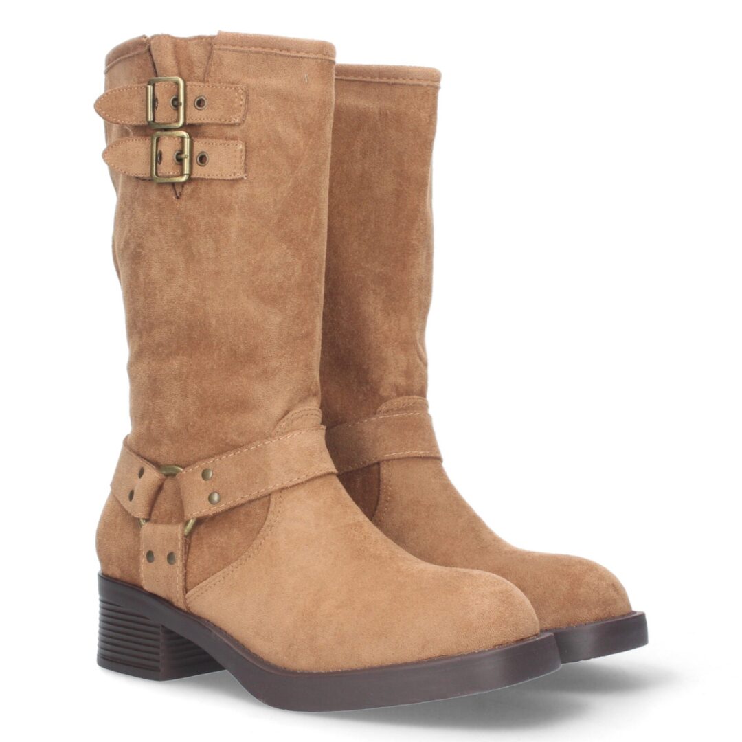 Botas moteras hebilladas camel - Imagen 2