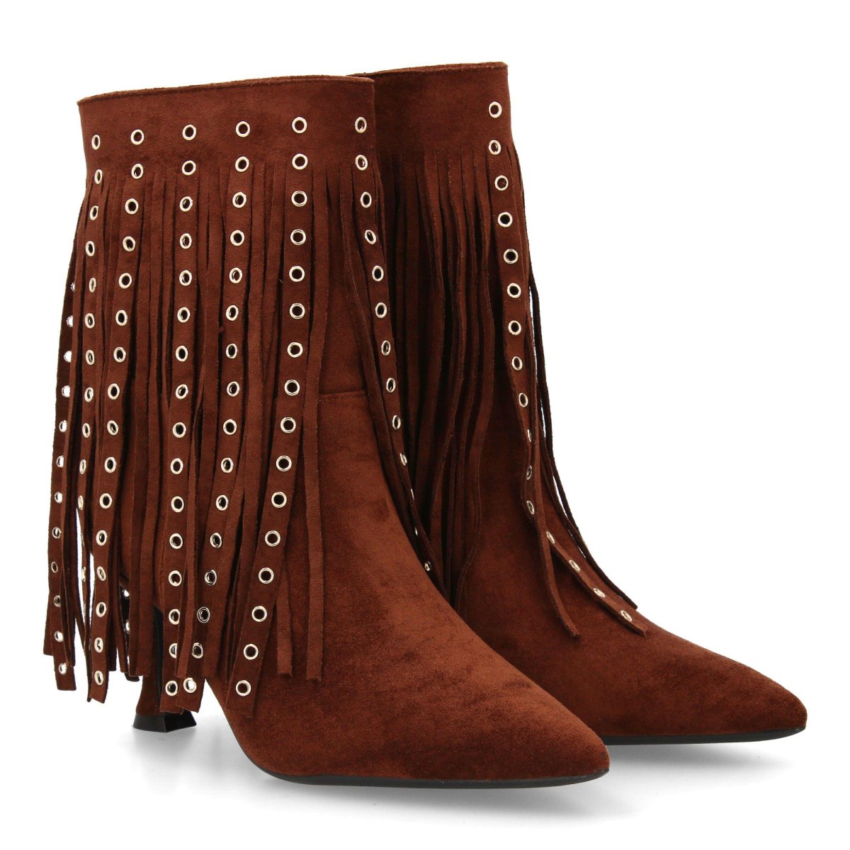Botines marrones con flecos y tachas - Imagen 2