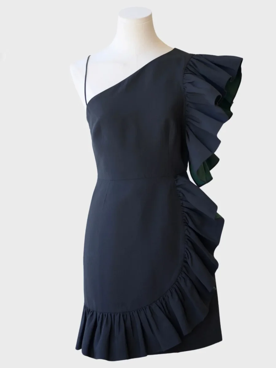Sandro vestido mini un hombro con volantes Talla 1 (S) Nuevo