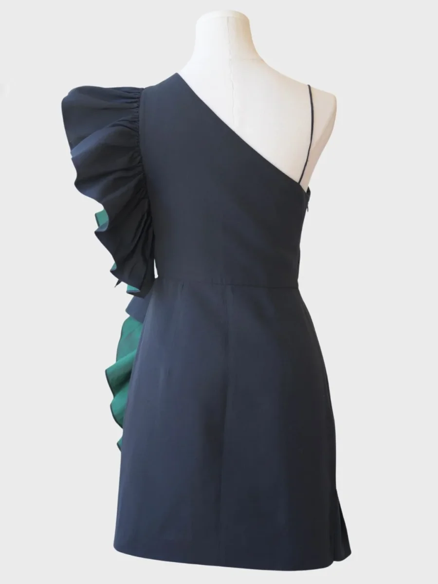 Sandro vestido mini un hombro con volantes Talla 1 (S) Nuevo - Imagen 4