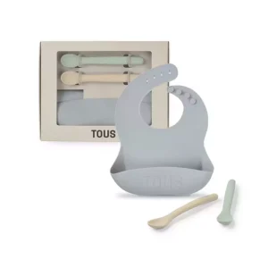 Set Tous De Baberos Y 2 Cucharas Food Kit Celeste