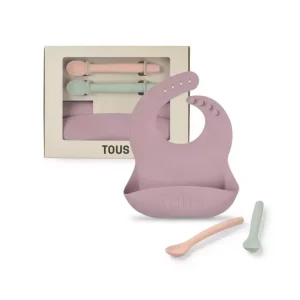 Set Tous De Baberos Y 2 Cucharas Food Kit Rosa