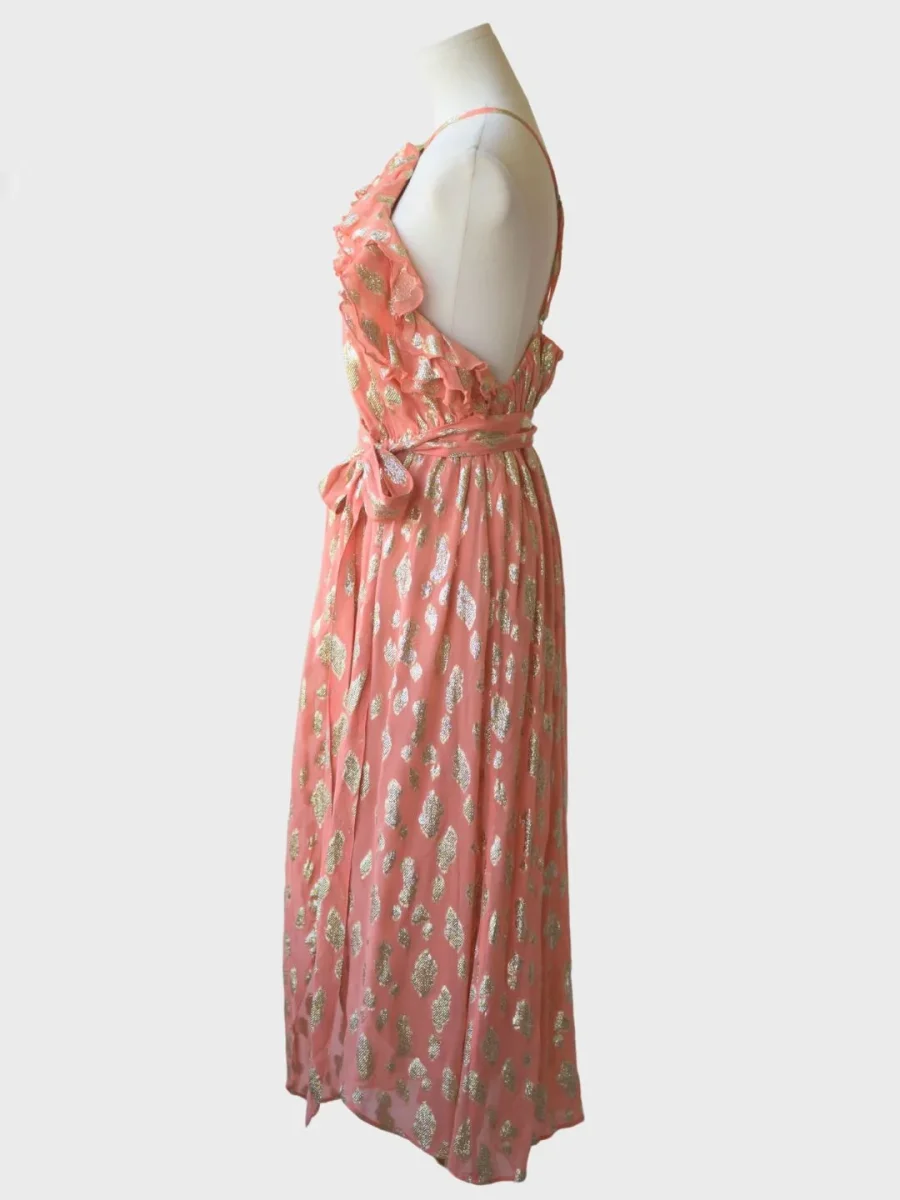 Sundress vestido halter detalles dorados Talla XL - Imagen 4