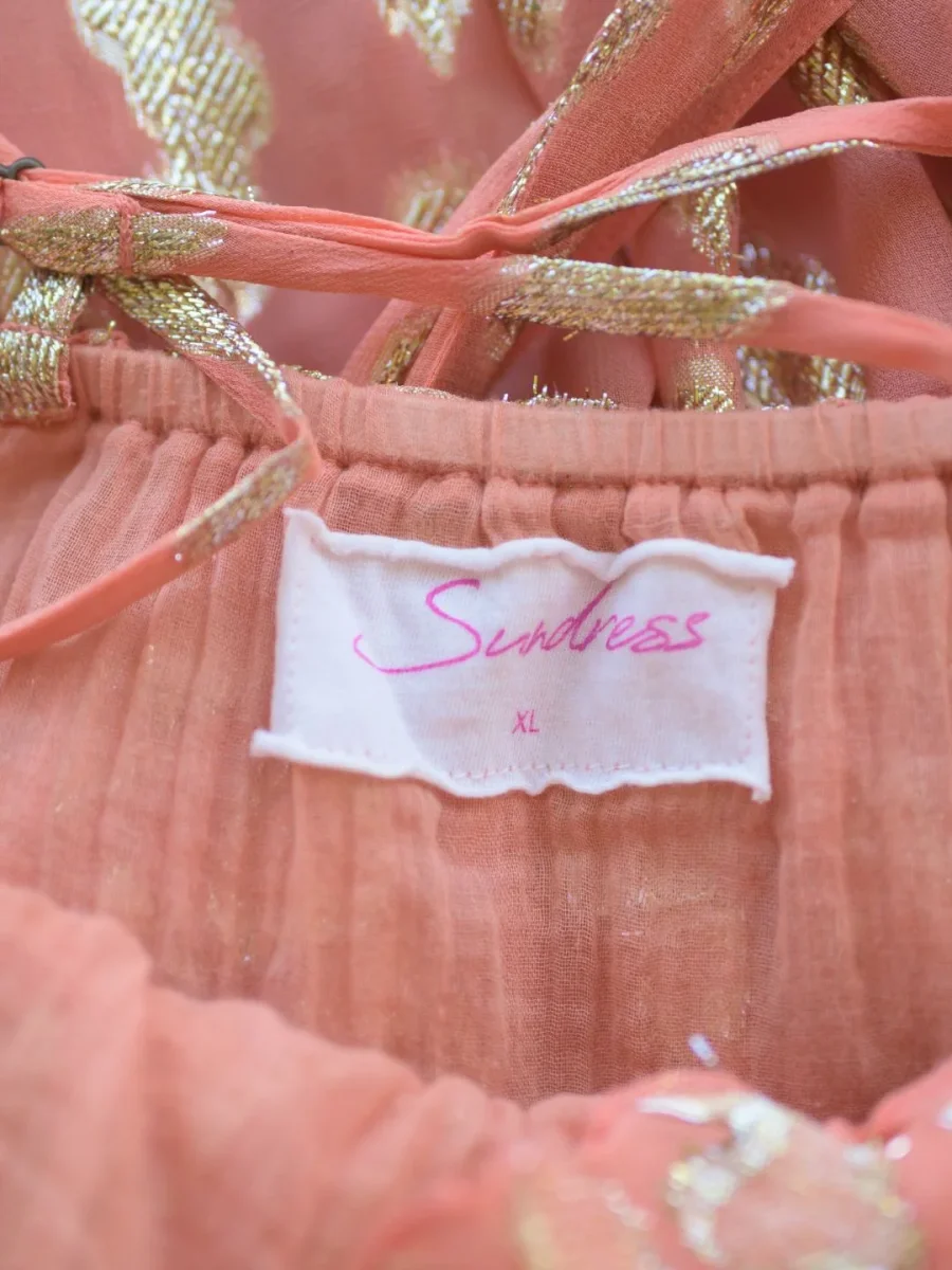 Sundress vestido halter detalles dorados Talla XL - Imagen 9