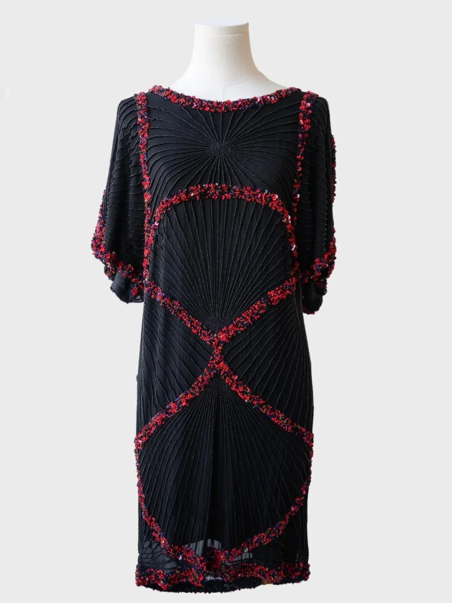 Suzie Wong vestido de seda con aplicaciones Talla XS Nuevo - Imagen 2
