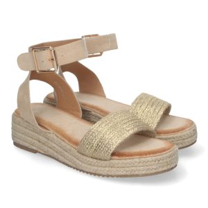 Sandalia plana beige pulsera tobillera