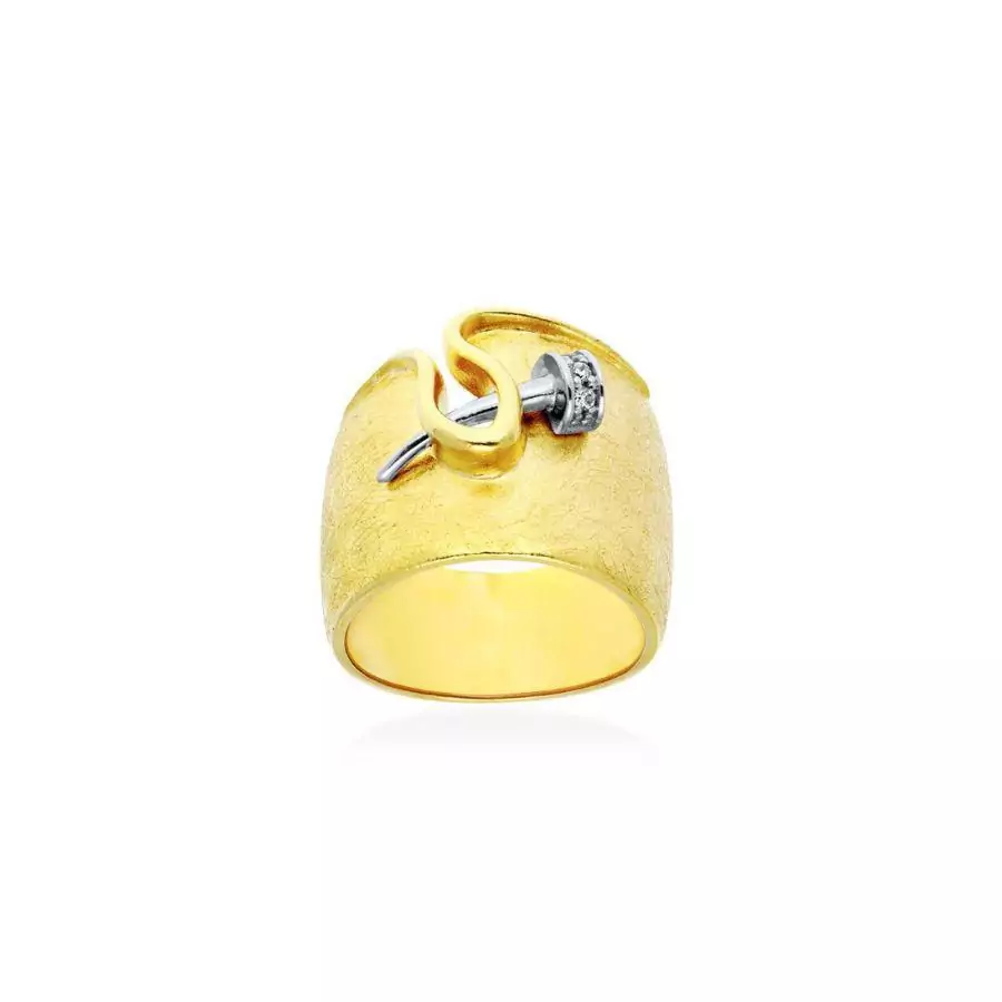 Sortija Silk Plata Dorado Y CIrconitas - Imagen 2