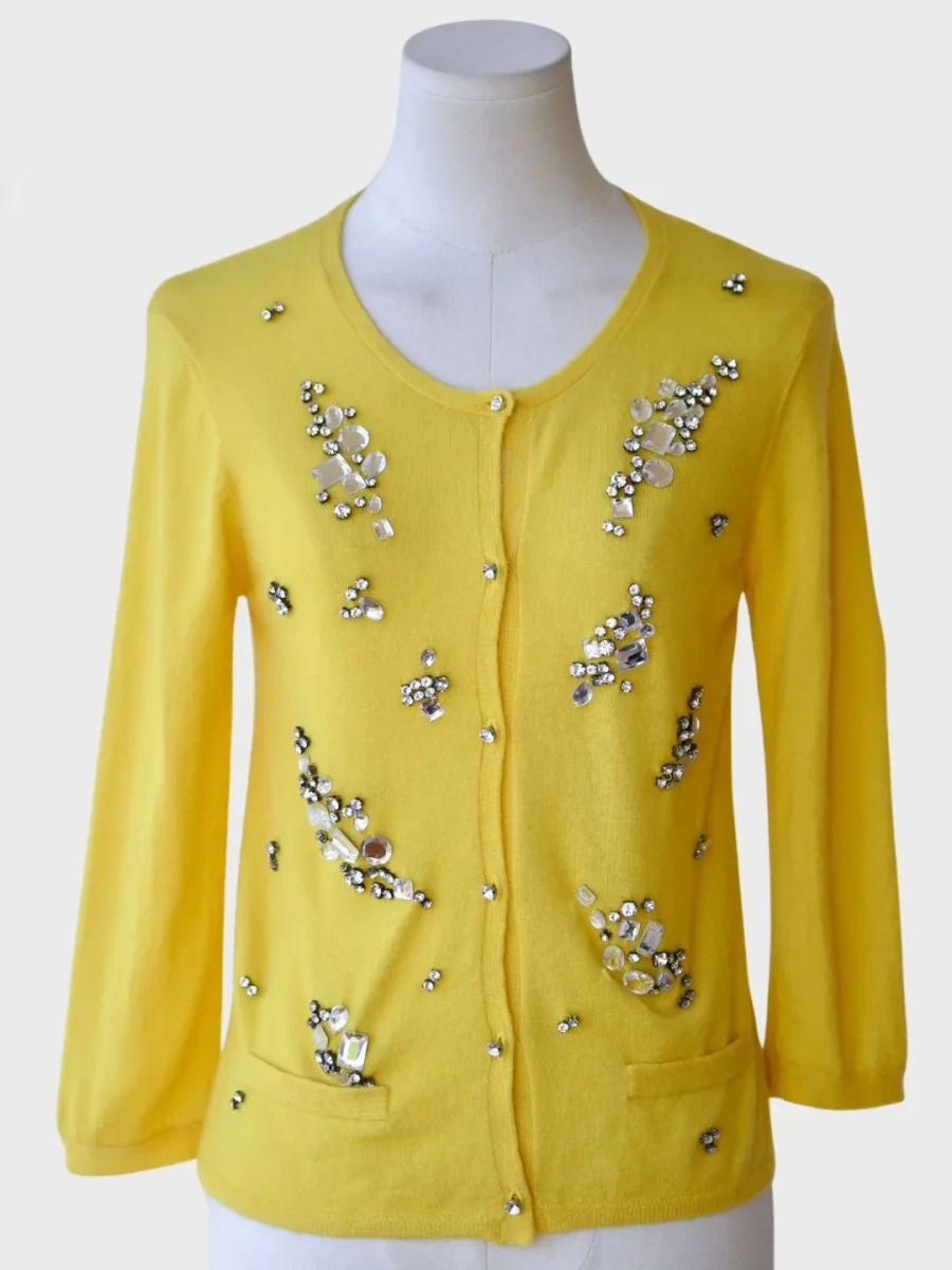 Tara Jarmon chaqueta de cachemira con pedrería Talla M - Imagen 6
