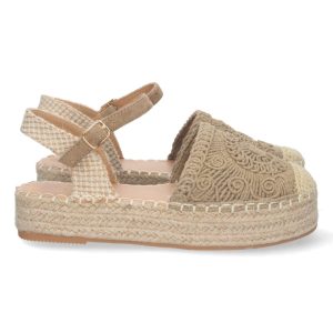 Sandalias plataforma esparto beige decorativas