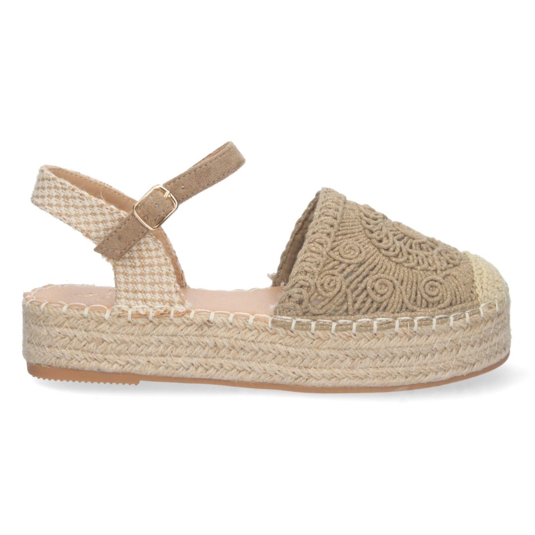 Sandalias plataforma esparto beige decorativas - Imagen 3