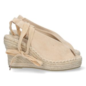 Cuña abierta beige lona