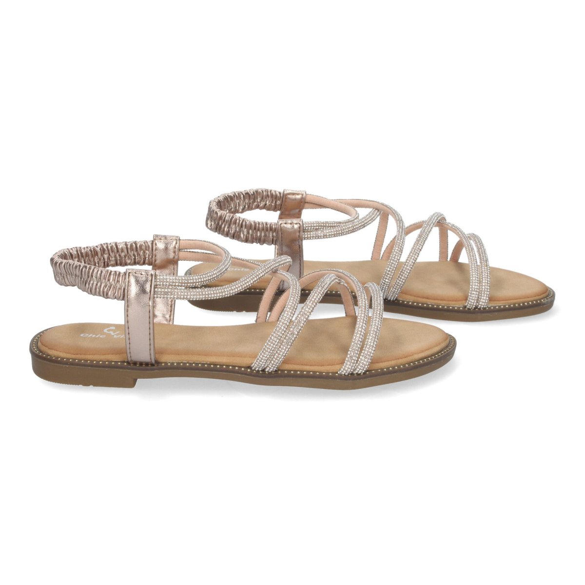 Sandalias planas de brillos champán - Imagen 6