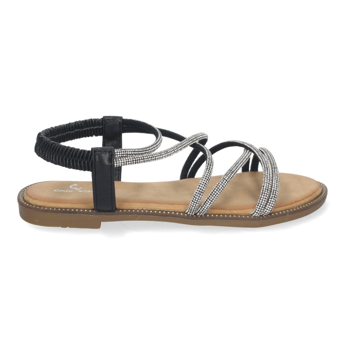 Sandalias planas de brillos negro - Imagen 3