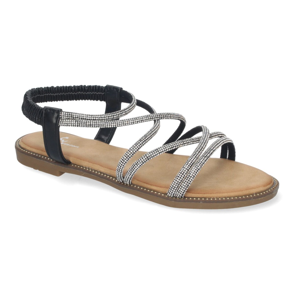 Sandalias planas de brillos negro - Imagen 4