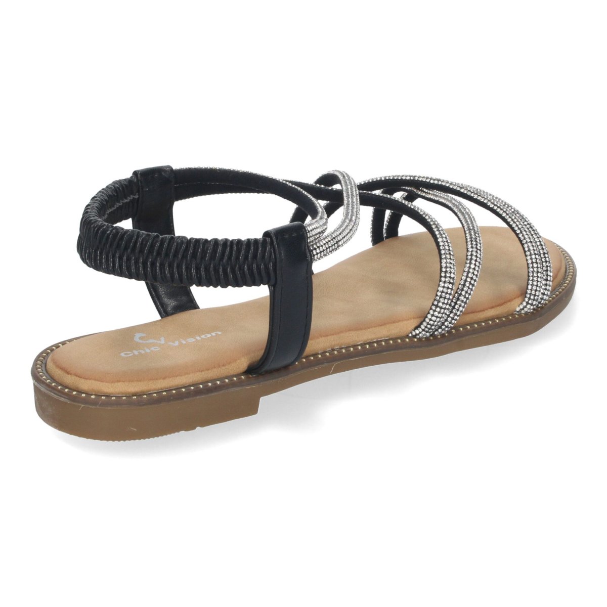 Sandalias planas de brillos negro - Imagen 5