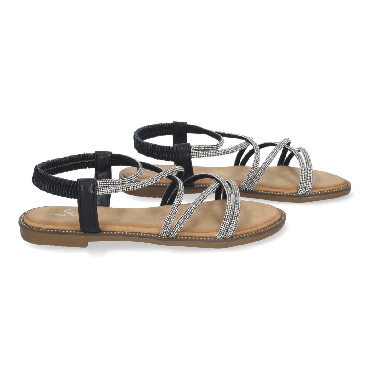 Sandalias planas de brillos negro - Imagen 6