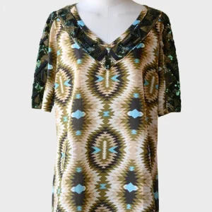 Tory Burch camiseta estampado azteca lentejuelas Talla 6 (M)