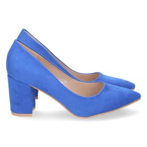 Zapato salón tacón ancho azul