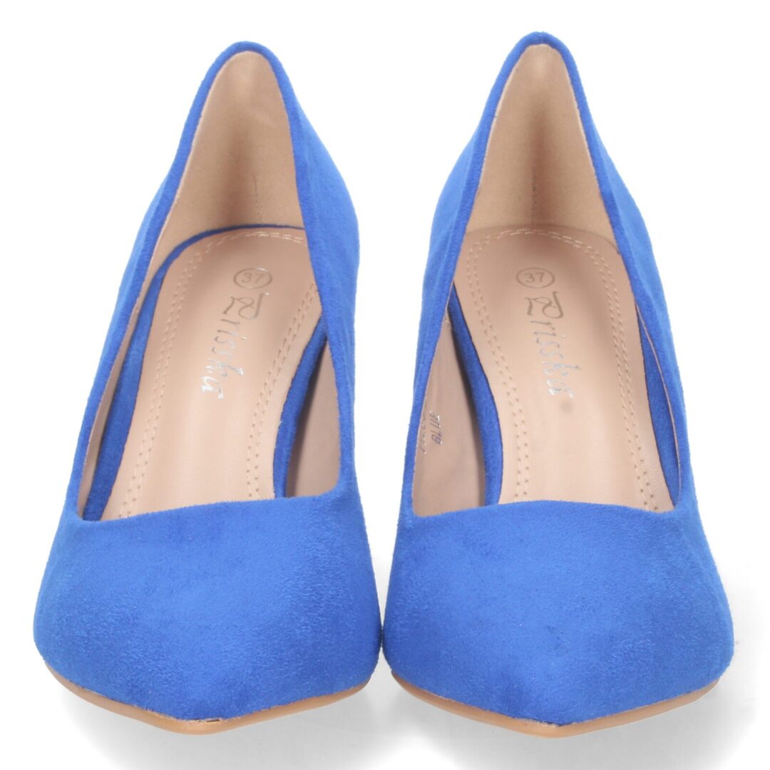 Zapato salón tacón ancho azul - Imagen 4