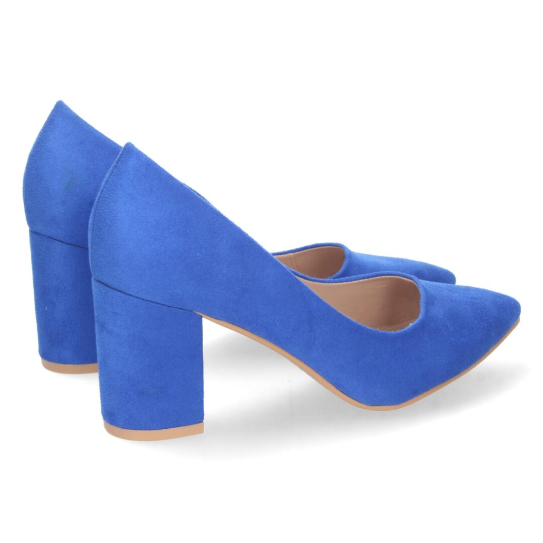 Zapato salón tacón ancho azul - Imagen 5