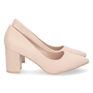 Zapato salón tacón ancho beige